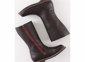 Mini Boden Tall Leather Boots, Brown,Silver