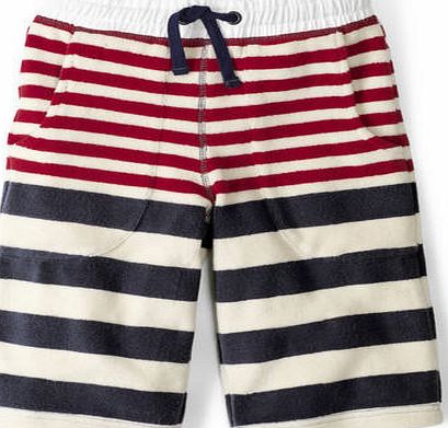 Mini Boden Towelling Shorts Graphite/Ecru/Red Mini Boden,