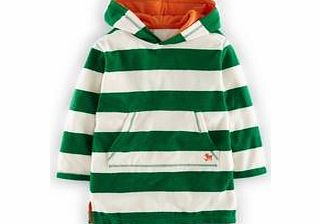 Mini Boden Towelling Throw-on, Green/Ecru Stripe,Red/Grey