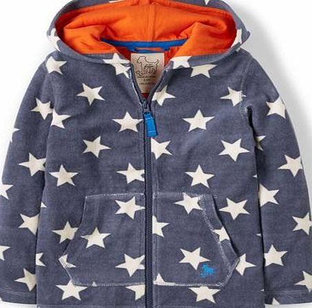 Mini Boden Towelling Zip Through Hoody Slate/Ecru Star Mini