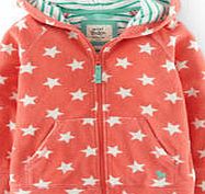 Mini Boden Towelling Zip-through, Hot Coral Star 34513978