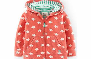 Mini Boden Towelling Zip-through, Hot Coral Star,Forget Me
