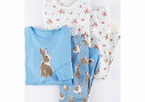 Mini Boden Twin Pack Long Johns, Ice Cube Rabbits/Rosy