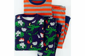 Mini Boden Twin Pack Long Johns, Navy Dragon,Ski School