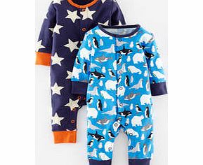 Mini Boden Twin Pack Rompers, Arctic Animals/Navy Star