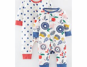 Twin Pack Rompers, Multi Forest Friends,Duck Egg