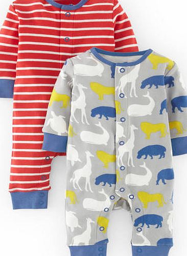 Mini Boden Twin Pack Rompers Seal Animal Adventure/Flame