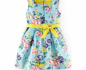 Mini Boden Vintage Dress, Pale Blue English Bloom,Ecru