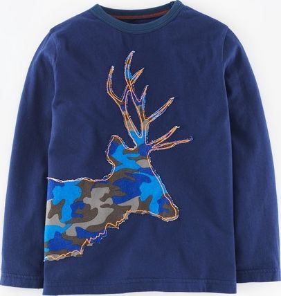 Mini Boden, 1669[^]34963694 Winter Animal T-shirt Navy/Camouflage Stag Mini