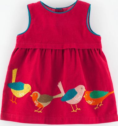 Mini Boden Woodland Animal Cord Baby Pinnie Raspberry/Birds