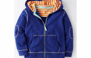 Mini Boden Zip Through Hoody, Denim,Tennis Green,Slate