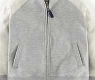 Mini Boden Zip Through Sweatshirt, Grey Marl/Oatmeal Marl
