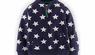 Mini Boden Zip Through Sweatshirt, Navy Star,Grey