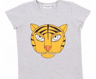 Mini Rodini Tiger head T-shirt Heather grey `M - 4/5