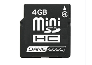 Mini SD High Capacity (MINISD-HC) Memory Card - 4GB Class 4 (118x) - Dane-Elec