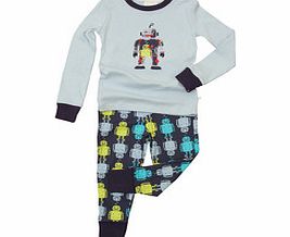 Boys 2-10y blue cotton robot pyjamas