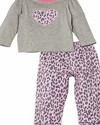 Mini ZZZ minizzz Girls Leopard Knit Flannel Pant Animal Print Pyjama Set, Pink, 5 Years