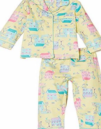 Mini ZZZ minizzz Girls Little House Full Flannel Pyjama Set, Yellow, 3 Years