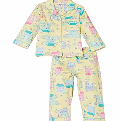 Mini ZZZ minizzz Girls Little House Full Flannel Pyjama Set, Yellow, 7 Years