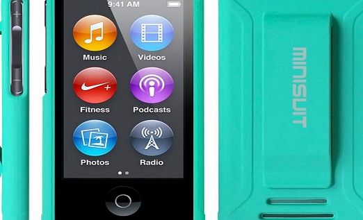 JAZZ Slim Shell Case with Belt Clip + Screen Guard for iPod Nano 7 (Rubberized Green)