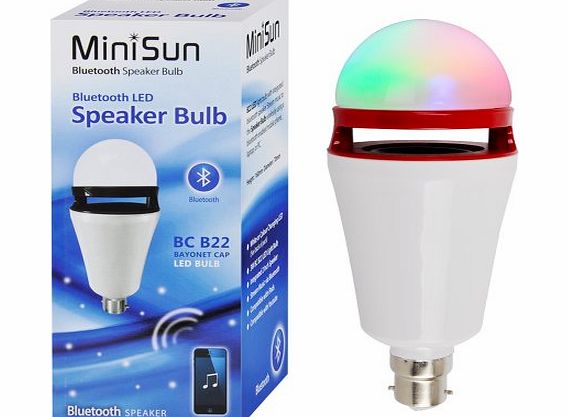 MiniSun 3w BC B22 LED Colour Changing RGB Bluetooth Music Speaker Light Bulb