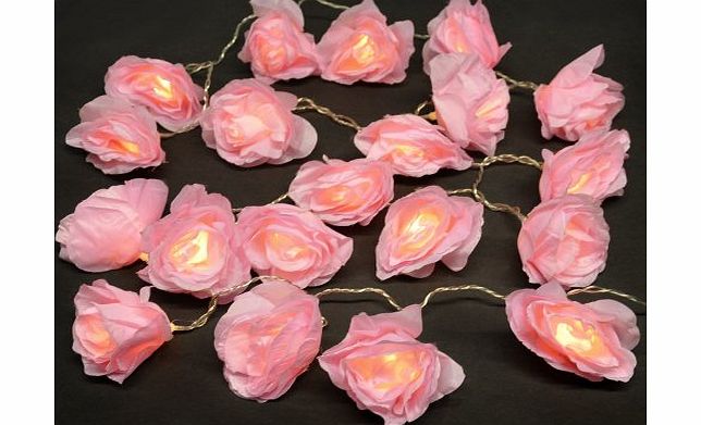 MiniSun Battery Operated 20 LED Pink Rose Flower Fairy String Lights