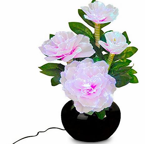 MiniSun Beautiful Fibre Optic Colour Glowing Pink Flower Bouquet Arrangement And Vase Table Lamp Light
