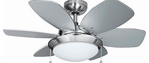 Chrome 30`` Modern Ceiling Fan with Light & Reversible Blades