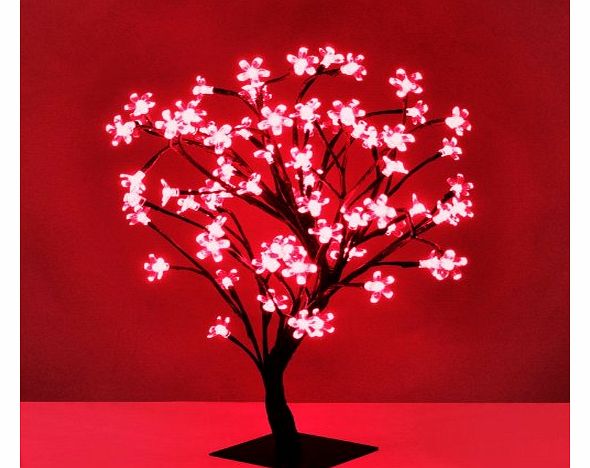 MiniSun Decorative Cherry Blossom Bonsai Style Tree Table Lamp Light With 72 Glorious Red LEDs - 45cm