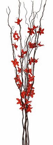 MiniSun Festive Decorative Brown Twig Christmas Branch Lights with Red Flowers