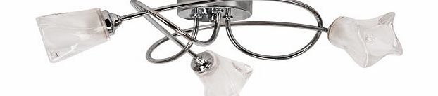 Modern 3 Way Chrome Ceiling Light with Decorative Frosted Glass Shades