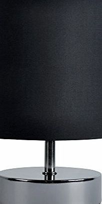 MiniSun Modern Black Chrome Touch Dimmer Bedside Table Lamp With Polycotton Black Light Shade