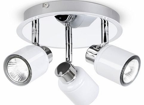 MiniSun Modern Chrome & White 3 Way Round Plate Ceiling Spotlight