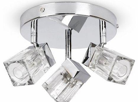 MiniSun Modern Chrome Ice Cube 3 Way IP44 Bathroom Ceiling Light Spotlight