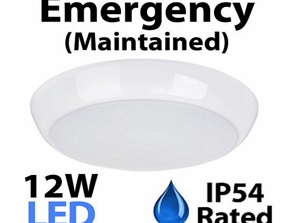 MiniSun Modern Emergency Maintained IP54 Rated 12w Daylight SMD LED White Bulkhead Light Fitting