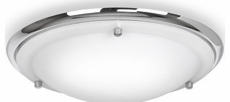 MiniSun Modern IP44 Silver Chrome & Glass Flush Bathroom Ceiling Light