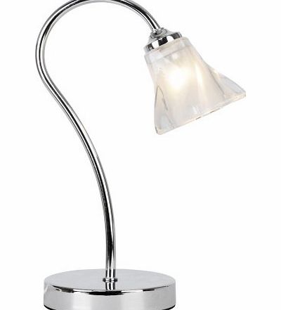 MiniSun Modern Silver Chrome amp; Decorative Glass Swan Neck Touch Bedside Table Lamp