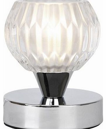 Modern Silver Chrome & Decorative Glass Touch Bedside Table Lamp