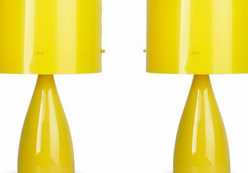 MiniSun Pair of - Modern Gloss Yellow Ceramic Bedside Table Lamps