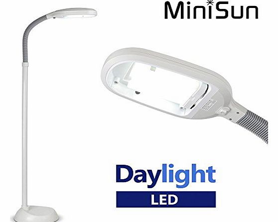 MiniSun SAD Natural Daylight 8w LED Energy Saving Adjustable Reading Light Floor Lamp - Grey