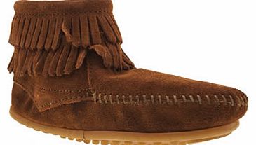 Minnetonka kids minnetonka brown double fringed side zip