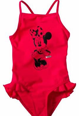 Disney Minnie Mouse Girls Fluro Pink Swimsuit -