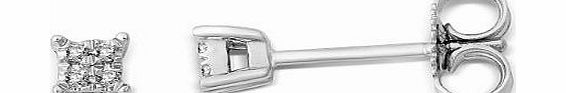 Miore 9ct White Gold Diamond Set small Stud Earrings