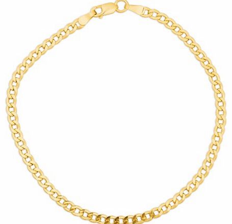9ct Yellow Gold Hollow Diamond Cut Curb Chain Bracelet of 19.5cm MSIL927B