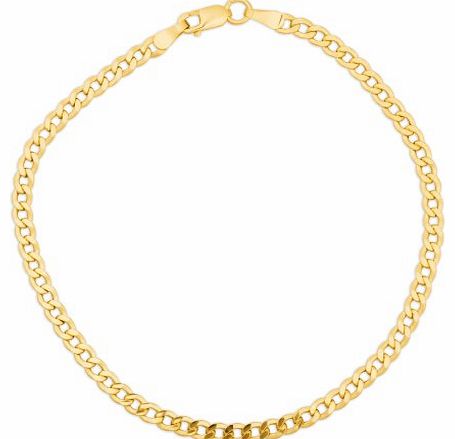 Miore 9ct Yellow Gold Hollow Diamond Cut Curb Chain Bracelet of 19.5cm MSIL927B