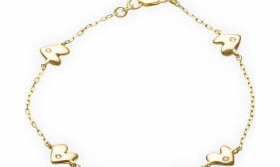 Miore for Kids Miore Childrens 18ct Yellow Gold Diamond Set Heart Bracelet 16cm AG0228