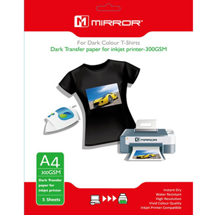 Mirror Dark T-shirt Transfer paper for inkjet