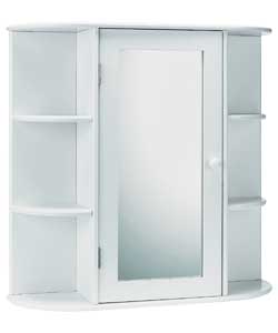 Mirrored Bathroom Cabinet with Shelves - White