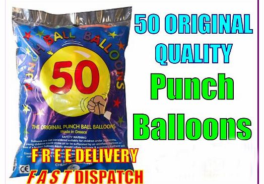50 Punch Balloons Ball - Good Quality, Party Kids Loot Fair Birthday Goody Bag