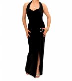 Blue Banana Black Cowl Neck Long Evening Dress Size 16